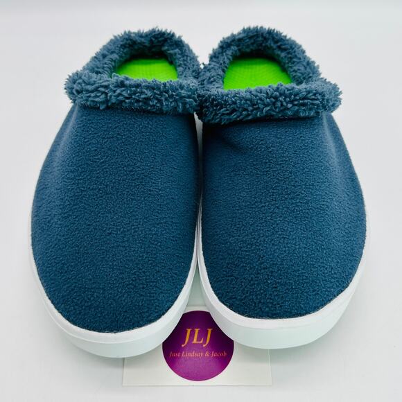 OOFOS Men's OOcoozie Mule Slip On Recovery Shoes Moroccan Blue Sherpa Size 8 - Picture 3 of 10